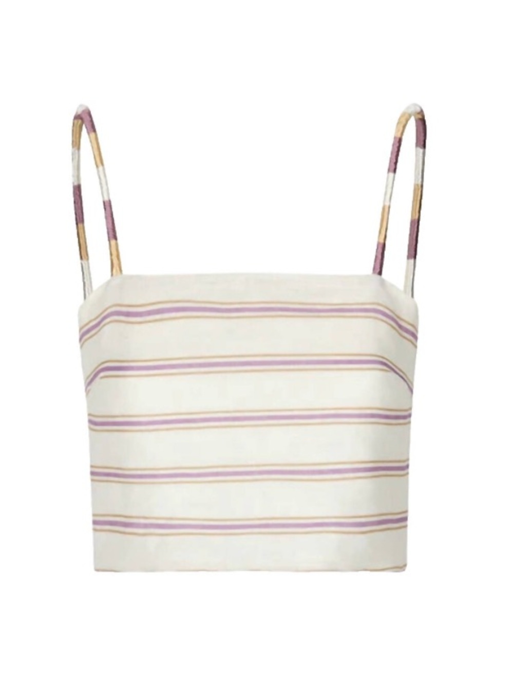 Juan de Dios Guainia Linen Top Lila Stripe Crop Smocked NWT US 4